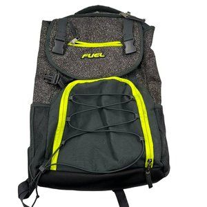 FUEL school backpack book bag Gray Green Nylon Canvas Zip Closure
